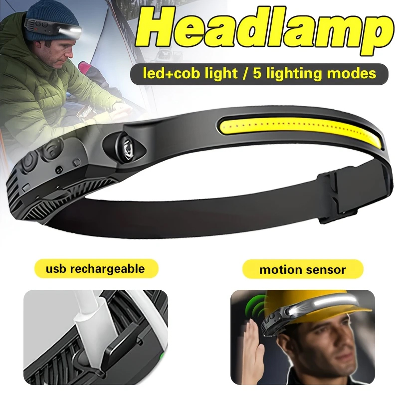 Fish Finder Battery - LED Sensor Headlamp Built-in Battery USB