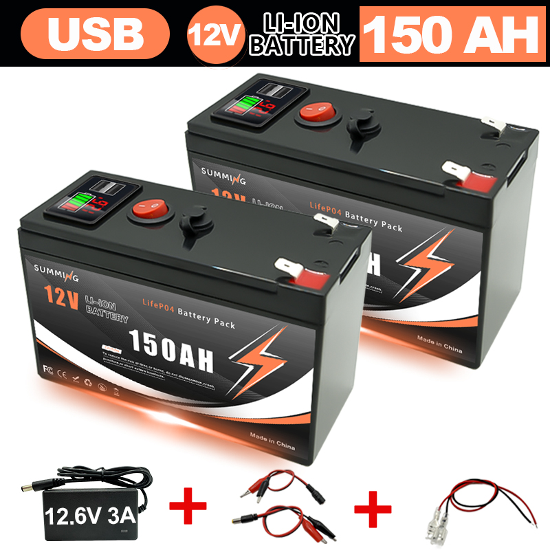 Fish Finder Charger - 12V 150Ah Lithium LiFeP04 Battery for