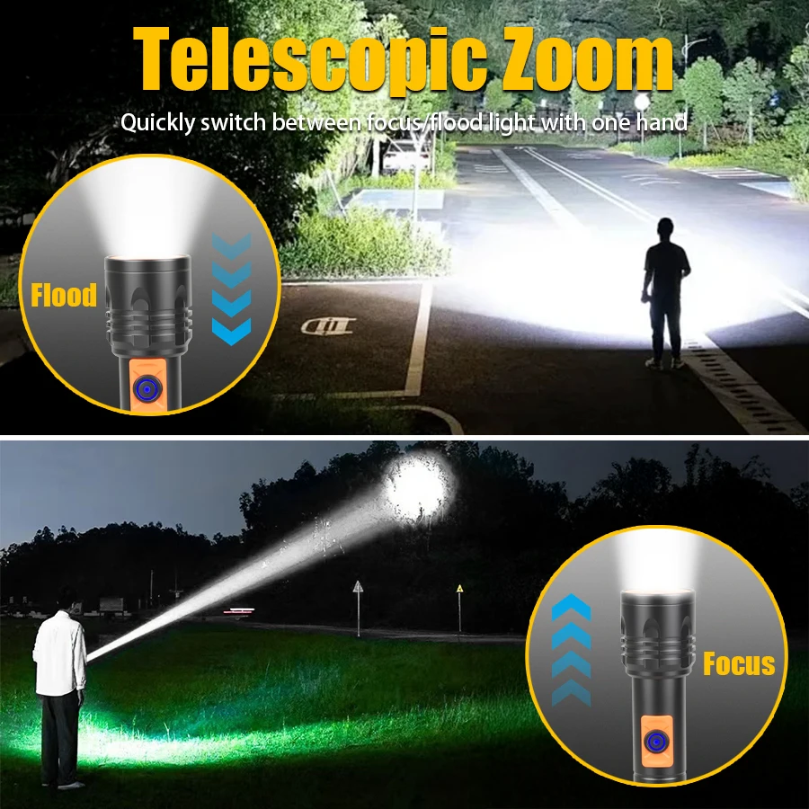High Power LED Flashlight USB  - Fishing Light บทวิจารณ์และราคา