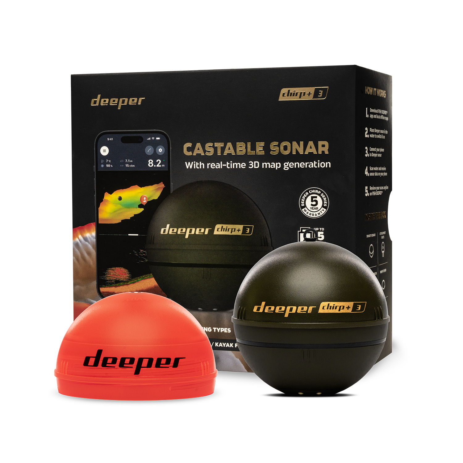 Deeper Smart Sonar Chirp+3 Fis - Fish Finder Transducer บทวิจารณ์และราคา