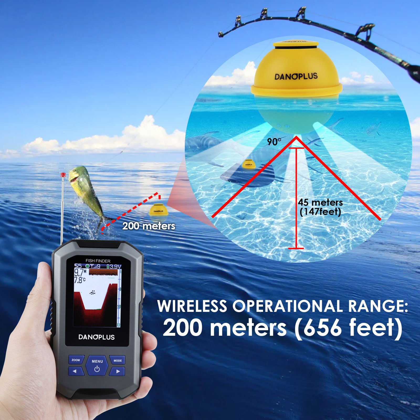 Fish Finder Wireless Sonar Sen - Fish Finder บทวิจารณ์และราคา