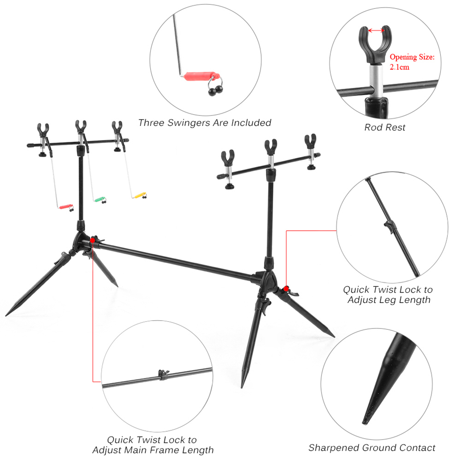 Lixada 3-in-1 Fishing Rod Pod  - Bite Alarm บทวิจารณ์และราคา