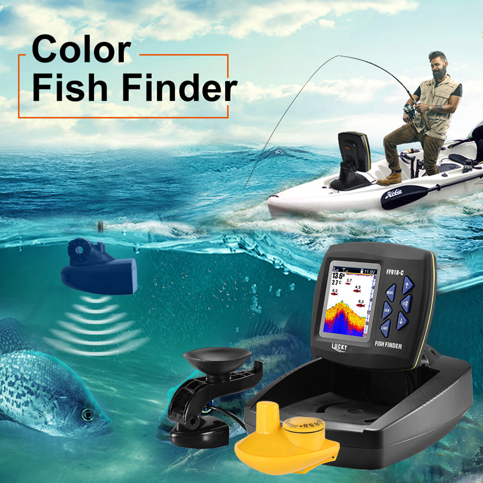 Portable Fish Finder Wireless  - Fish Finder Transducer บทวิจารณ์และราคา