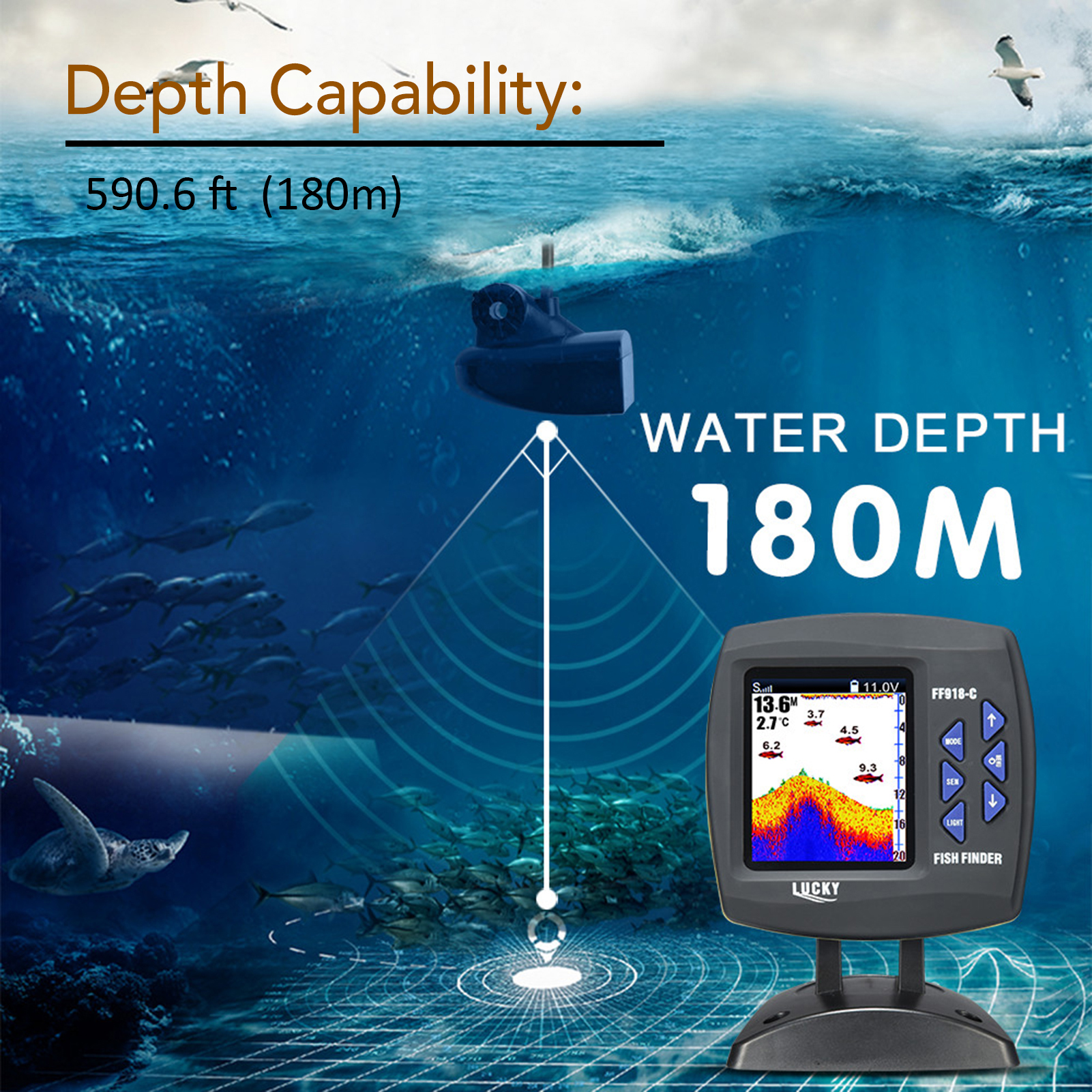 Portable Fish Finder Wireless  - Fish Finder Transducer บทวิจารณ์และราคา
