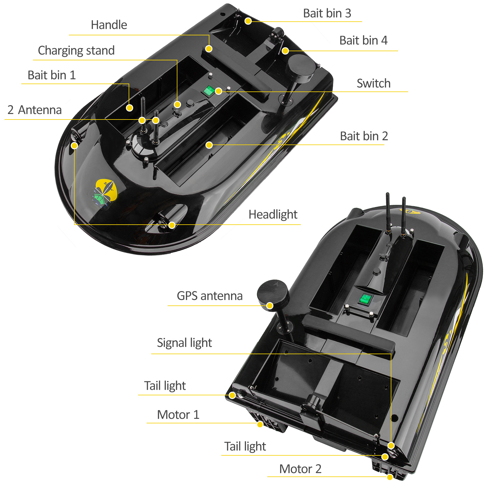 GPS RC Fish Bait Boat 8kg Load - Fishing Gps บทวิจารณ์และราคา