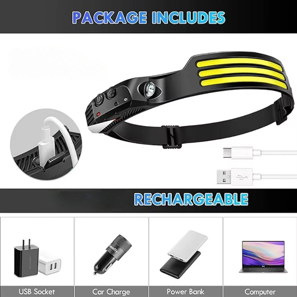 COB LED Induction Headlamp USB - Fish Finder Battery บทวิจารณ์และราคา