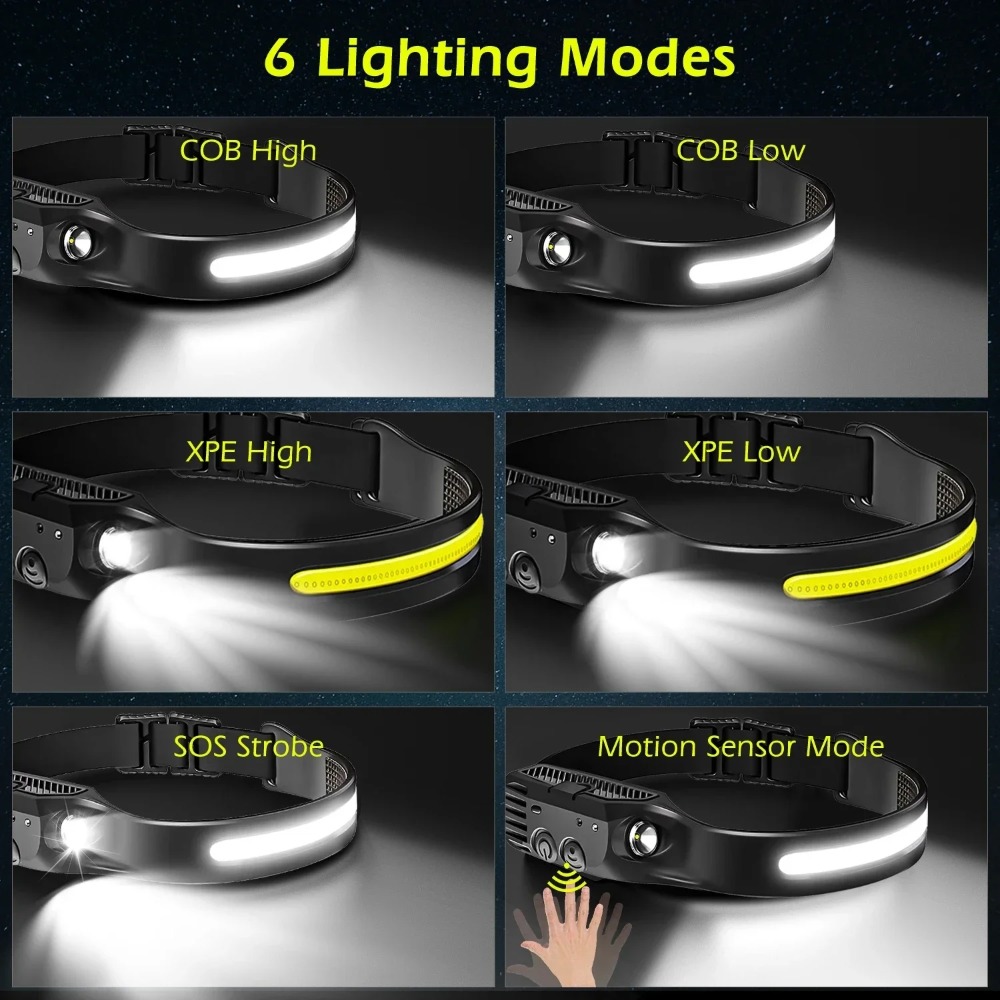 COB LED Induction Headlamp USB - Fish Finder Battery บทวิจารณ์และราคา