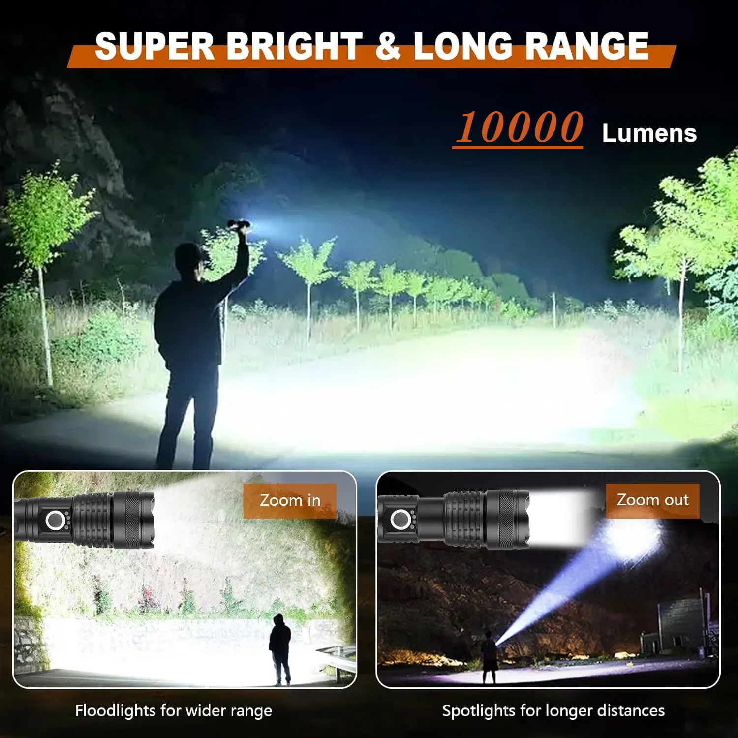 High Power LED Flashlight Rech - Fishing Light บทวิจารณ์และราคา