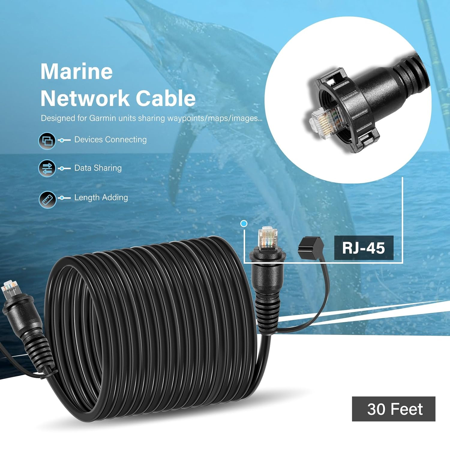 30 Foot Marine Network Cable f - Fish Finder Cable บทวิจารณ์และราคา